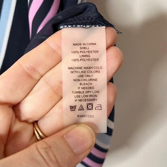 Vince Camuto Women Blouse XS Tank Top Sleeveless Wrap Front Striped Blue Purple - Picture 5 of 6